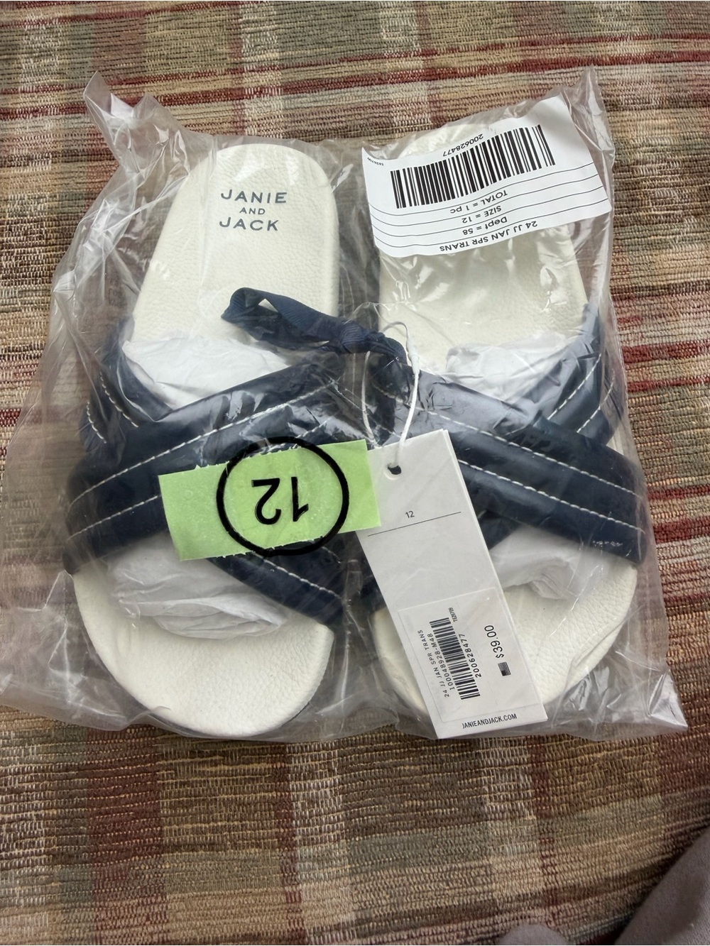 Janie and Jack Navy and White Cross-Strap Kids Sandals